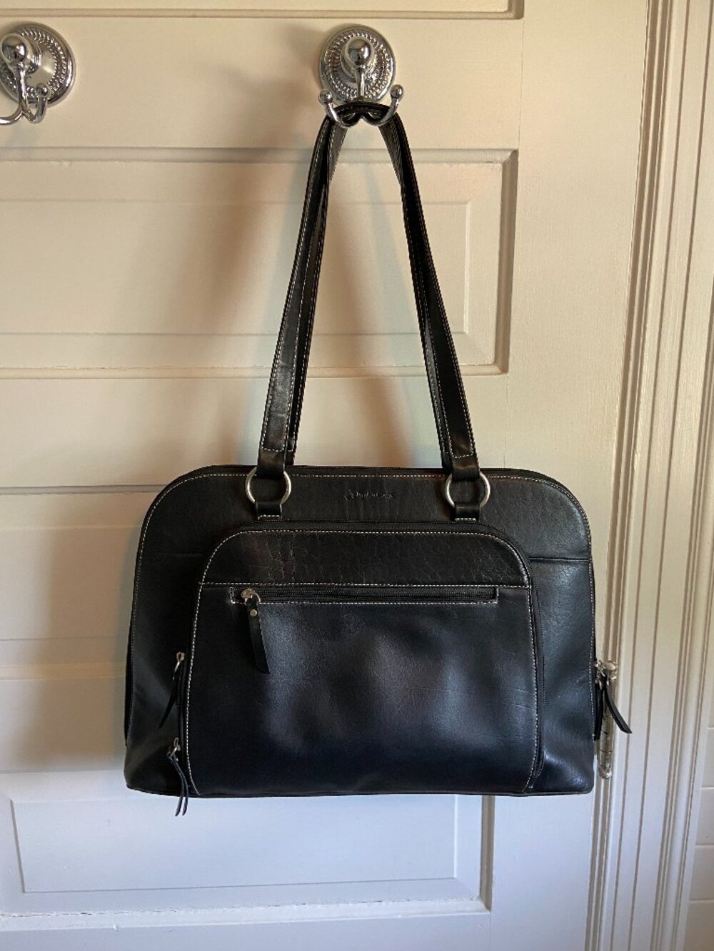 franklin covey tote bag, black business tote purse, large laptop shoulder bag